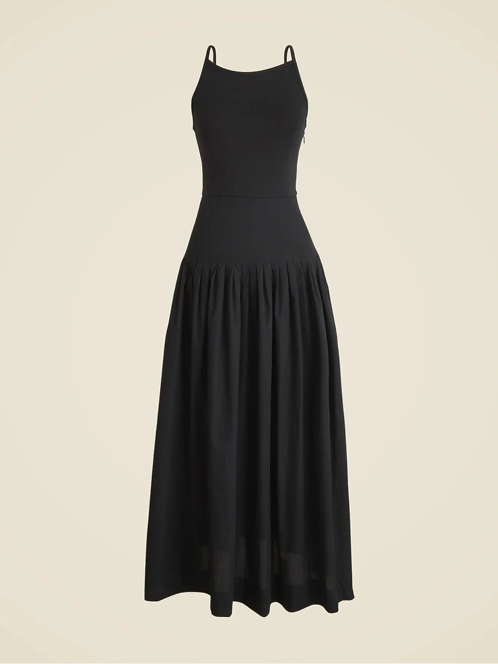 J. Crew Pintuck Mixy Dress Drop Waist Midi in Black Size Medium
